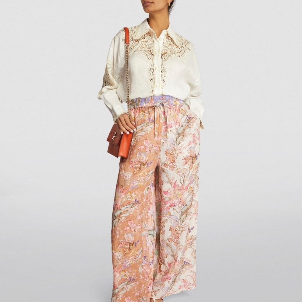 NWT Caroline Constas Lace Embroidered White Linen Blouse - XS